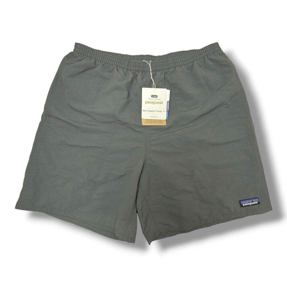 NEW Patagonia Baggies Shorts Men Size M Gray Nylon 7" Hiking Shorts Lined Trunks
